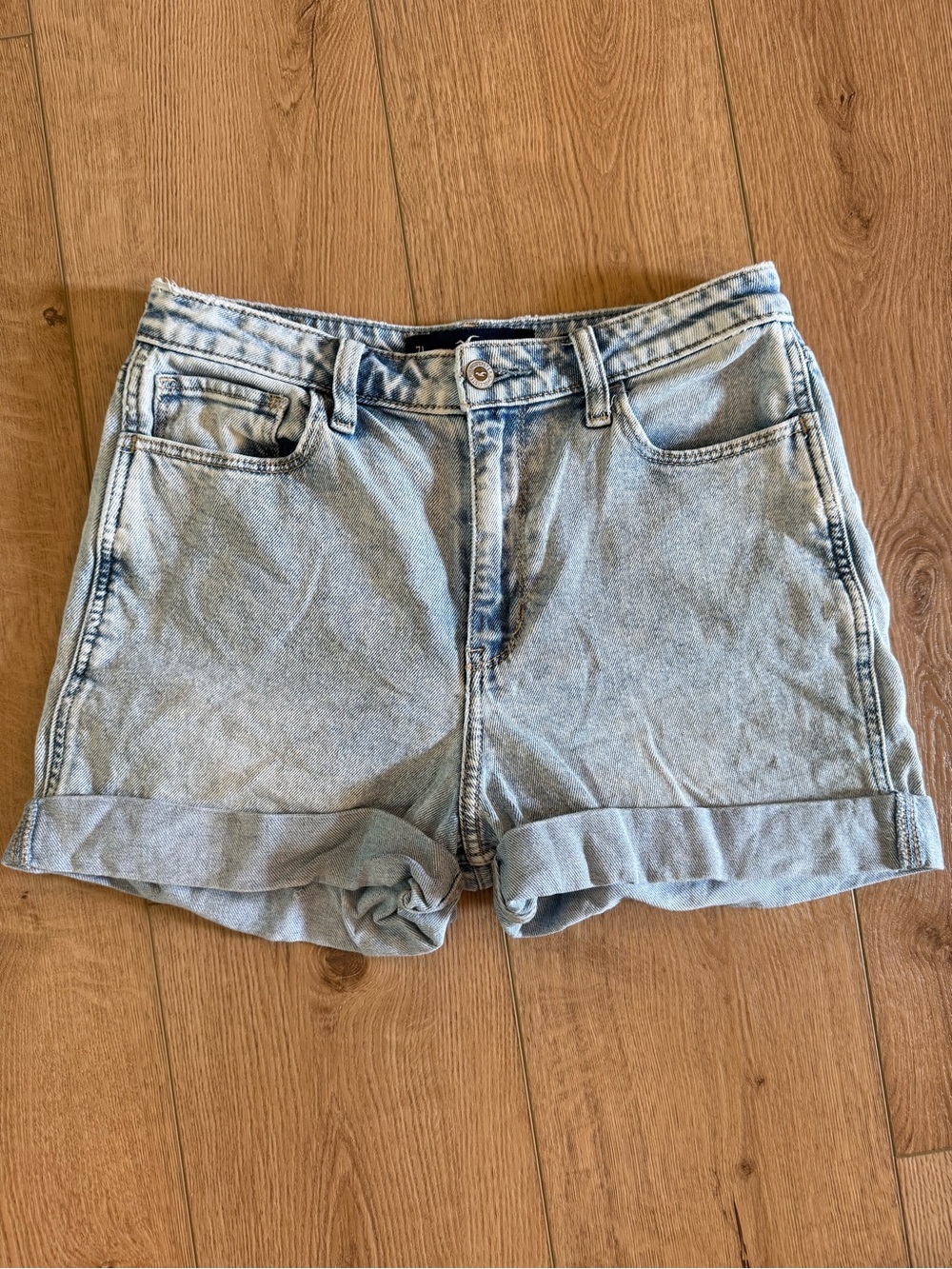 Hollister Light Blue Rolled Cuff Denim Shorts